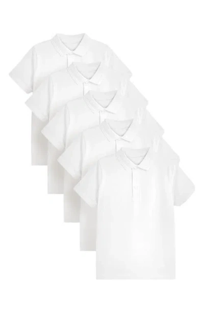 Next Kids' 5-pack Uniform Cotton Polo Shirts In White