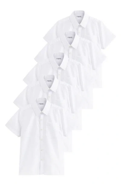 Next Kids' 5-pack Uniform Short Sleeve Button-up Shirts In White