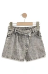 Next Kids' Acid Wash Denim Skort In Gray