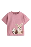 Next Kids' Animal Appliqué Cotton Graphic T-shirt In Pink