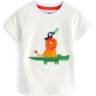 Next Kids' Animal Appliqué Cotton T-shirt In White