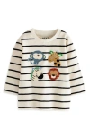 NEXT NEXT KIDS' ANIMAL APPLIQUÉ STRIPE LONG SLEEVE COTTON GRAPHIC T-SHIRT