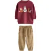 Next Kids' Animal Appliqué Sweatshirt & Corduroy Pants Set In Multi