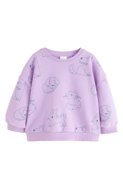 Next Kids' Animal Doodle Fleece Sweatshirt In Purple