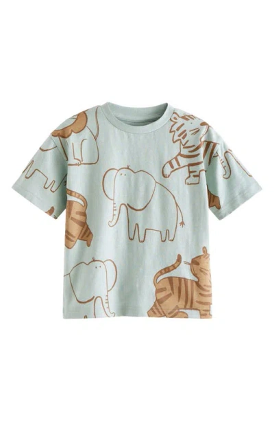 Next Kids' Animal Print Cotton T-shirt In Blue