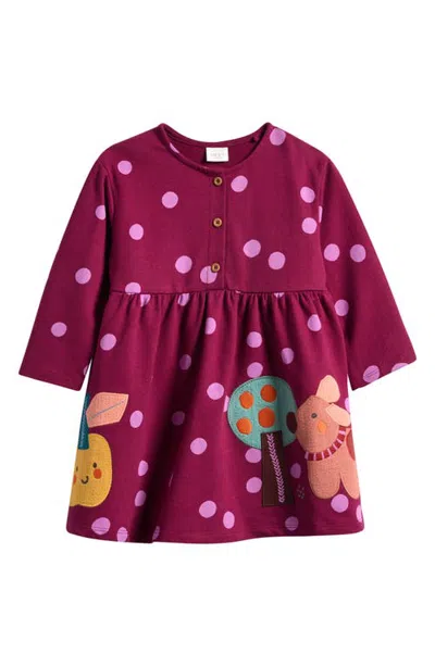 Next Kids' Appliqué Long Sleeve Dress In Pink
