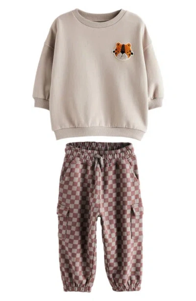 Next Kids' Appliqué Sweatshirt & Cargo Joggers Set In Grey