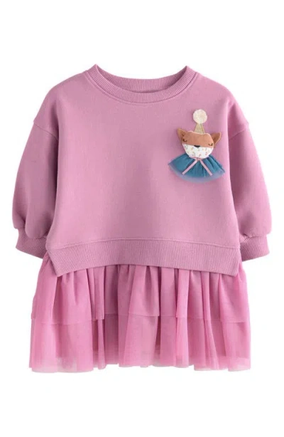 Next Kids' Appliqué Sweatshirt Dress In Pink