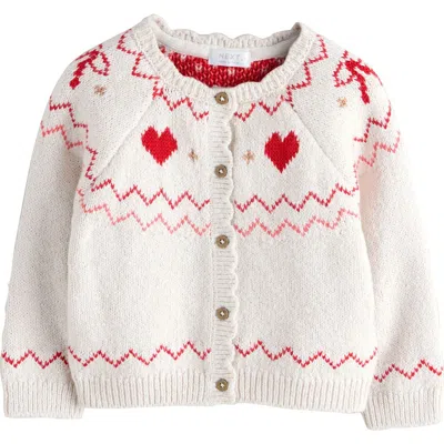 Next Babies'  Kids' Argyle Stitch Cardigan In White