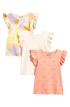 Next Kids' Assorted 3-pack Cotton Ruffle Tanks In Yellow