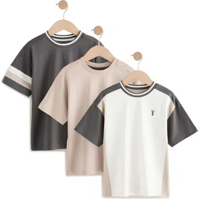 Next Kids' Assorted 3-pack Cotton T-shirts In Grey