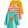 Next Kids' Assorted 3-pack Long Sleeve Digger Tractor Graphic T-shirts In Multi