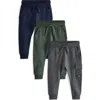 Next Kids' Assorted 3-pack Utility Joggers In Blue Multi