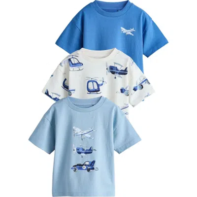 Next Babies'  Kids' Assorted 3-pack Cotton T-shirts In Blue