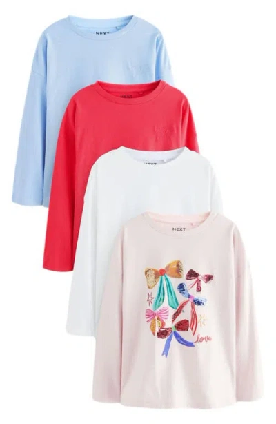 Next Kids' Assorted 4-pack Cotton T-shirts In Pink