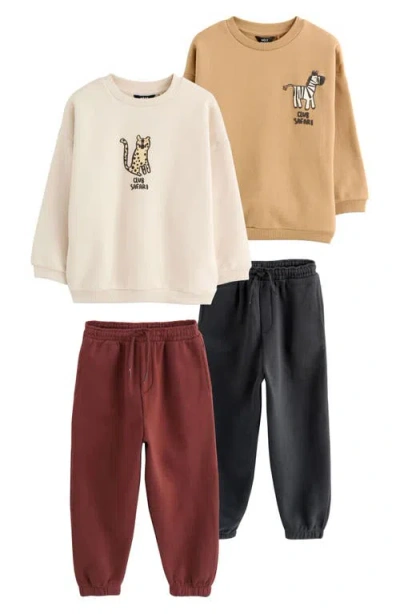 Next Kids' Assorted 4-pack Safari Sweatshirt & Joggers Sets In Multi
