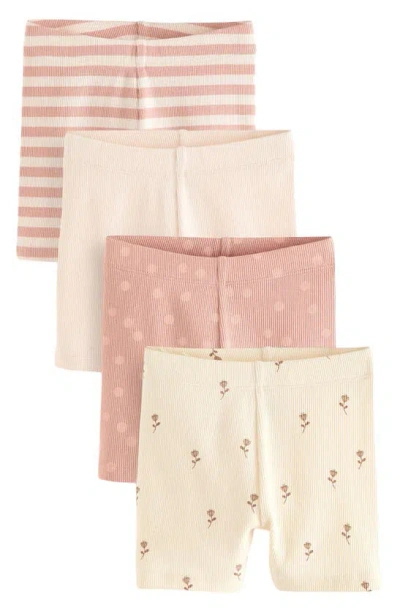 Next Kids' Assorted 4-pack Stretch Cotton Bike Shorts In Pink