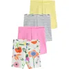 Next Kids' Assorted 4-pack Stretch Cotton Cycling Shorts In Pink/yellow/white