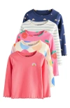 Next Kids' Assorted 5-pack Long Sleeve Rib T-shirts In Multi