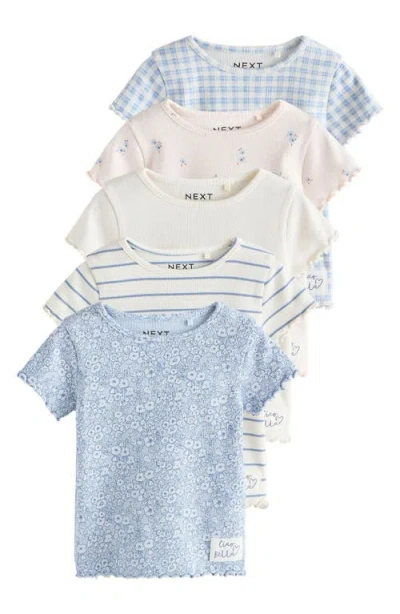 Next Babies'  Kids' Assorted 5-pack Rib T-shirts In Blue