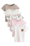 Next Kids' Assorted 5-pack Rib T-shirts In Multi