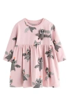 Next Kids' Bat Long Sleeve Jersey Dress In Pink