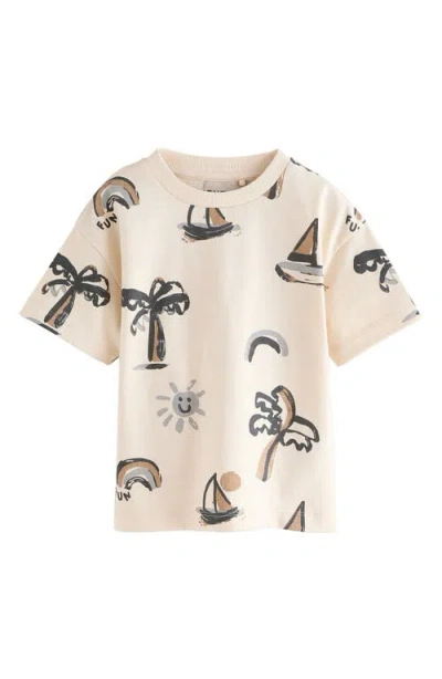 Next Babies'  Kids' Beach Print Cotton T-shirt In Neutral