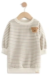 Next Kids' Bear Appliqué Stripe Long Sleeve Sweater Dress In Neutral