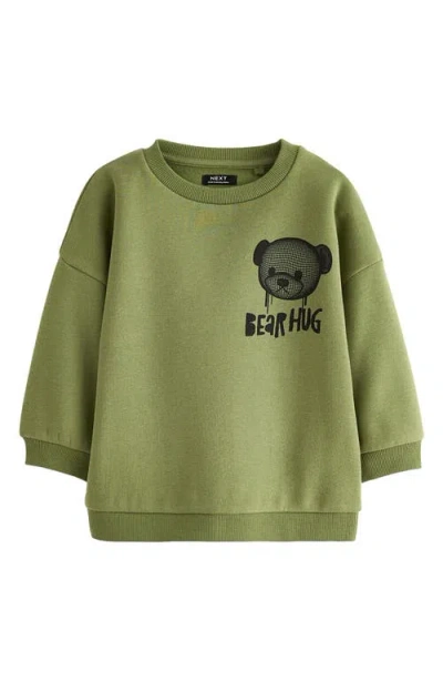 Next Kids' Bear Hug Graphic Sweatshirt In Green