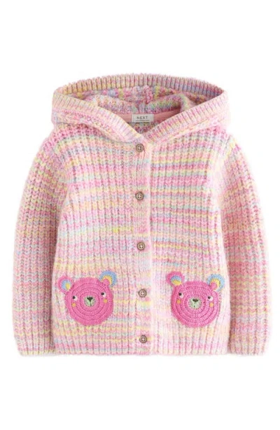 Next Kids' Bear Pocket Hooded Cardigan In Multi