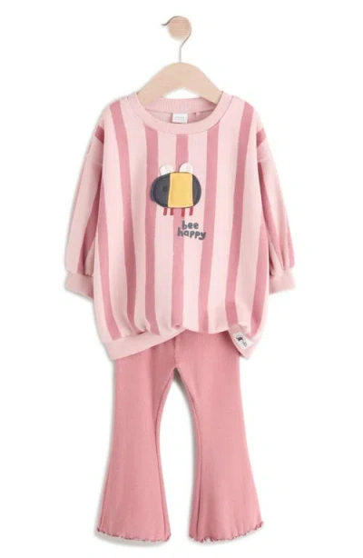 Next Kids' Bee Happy Sweatshirt & Flare Leggings Set In Pink