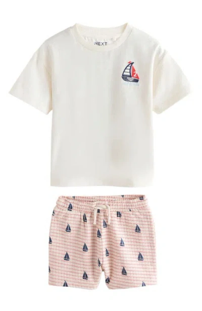 Next Babies'  Kids' Boat Graphic T-shirt & Shorts Set In White