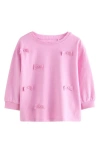 Next Kids' Bow Appliqué Cotton Sweatshirt In Pink