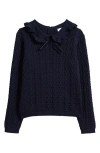Next Kids' Bow Cotton & Cashmere Sweater In Blue