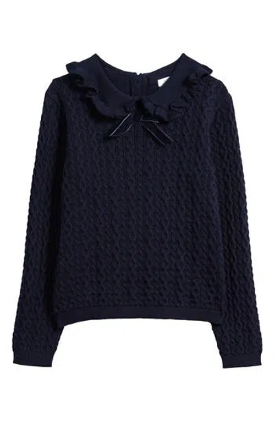 Next Kids' Bow Cotton & Cashmere Sweater In Blue