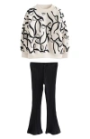 Next Kids' Bow Print Sweatshirt & Flare Leggings Set In Multi