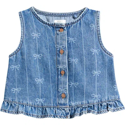Next Kids' Bow Stripe Denim Tank In Blue