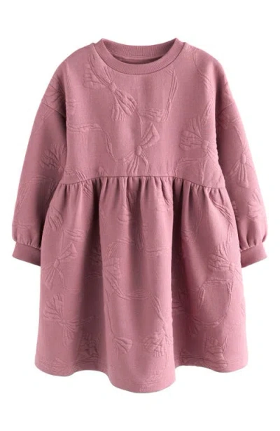 Next Kids' Bow Sweatshirt Dress In Pink