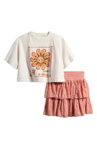 Next Kids' Boxy Graphic T-shirt & Tiered Lace Skirt Set
