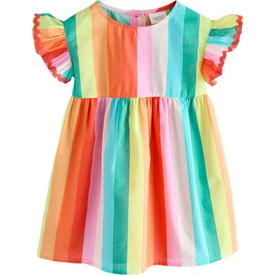 Next Babies'  Kids' Bright Rainbow Ruffle Cotton Dress In Multi