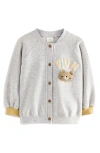 Next Kids' Bear Appliqué Knit Baseball Jacket In Grey
