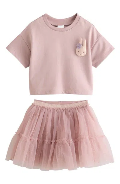 Next Babies'  Kids' Bunny Top & Sparkle Skirt Set In Pink