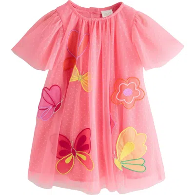 Next Kids' Butterfly Appliqué Mesh Party Dress In Pink