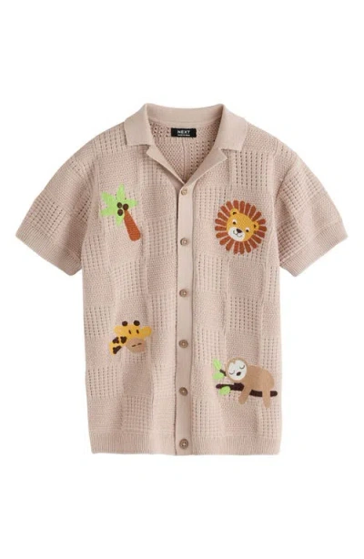 Next Babies'  Kids' Button-through Knit Polo In Brown
