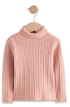 Next Kids' Cable Stitch Roll Neck Sweater In Pink
