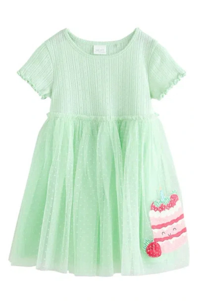 Next Kids' Cake Appliqué Tulle Dress In Green