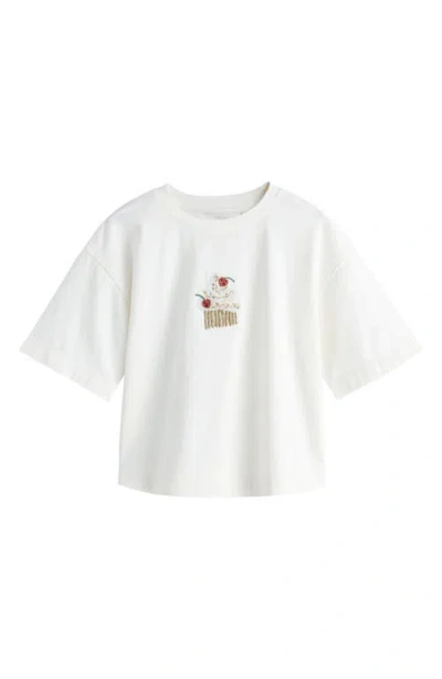Next Kids' Cake Beaded Oversize T-shirt In White