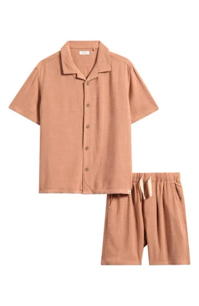 Next Kids' Camp Shirt & Shorts Set In Brown