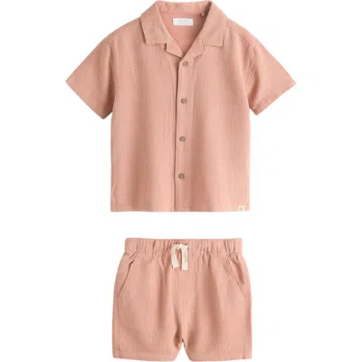 Next Babies'  Kids' Camp Shirt & Shorts Set In Pink