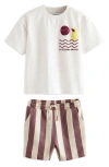 Next Kids' Catching Waves Graphic T-shirt & Shorts Set In Purple
